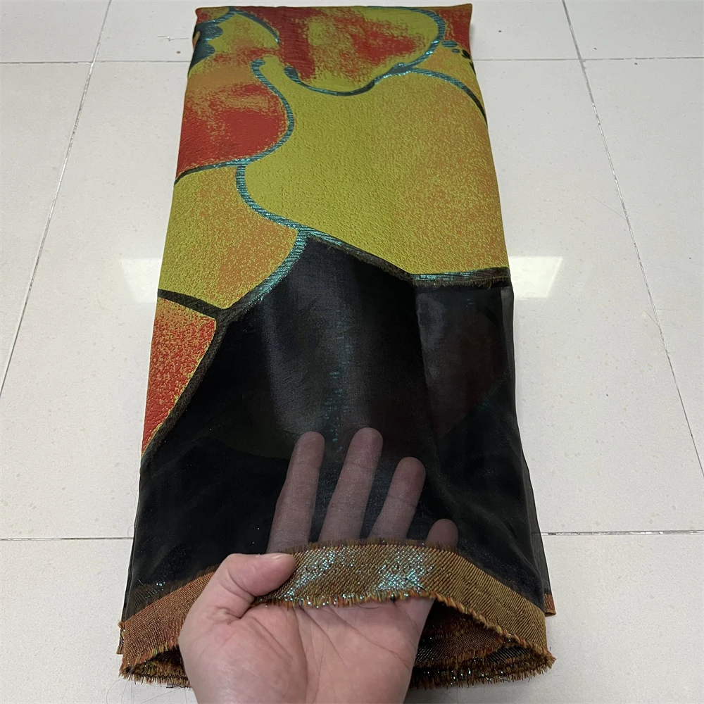 

African Nigerian 2025 High-Quality Tulle Lace Fabric Jacquard Organza Embroidery Guipure for Party Prom Design 5Yard YXZ188