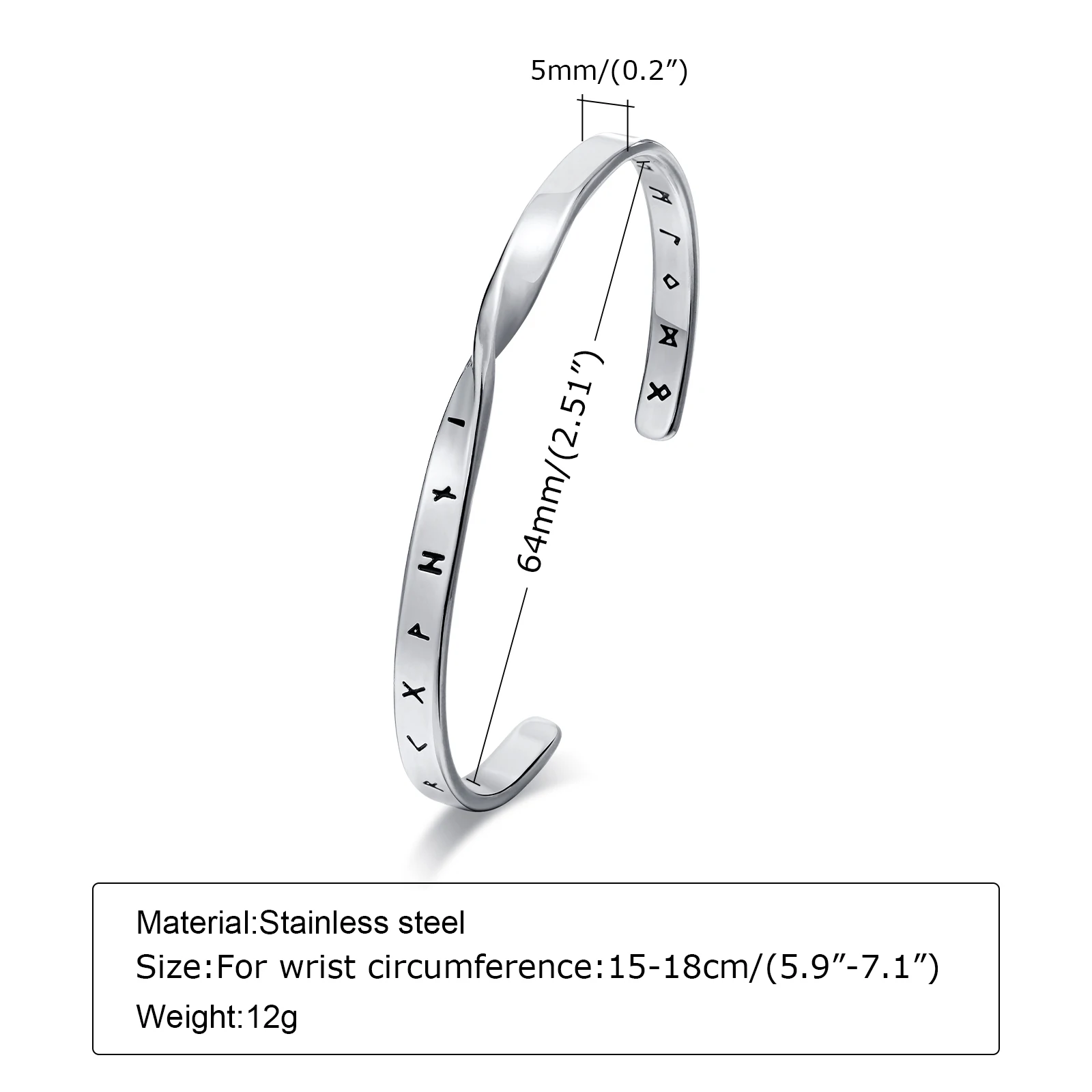 Vnox Men's Solid Metal Viking Twist Bracelets,Simple Mobius