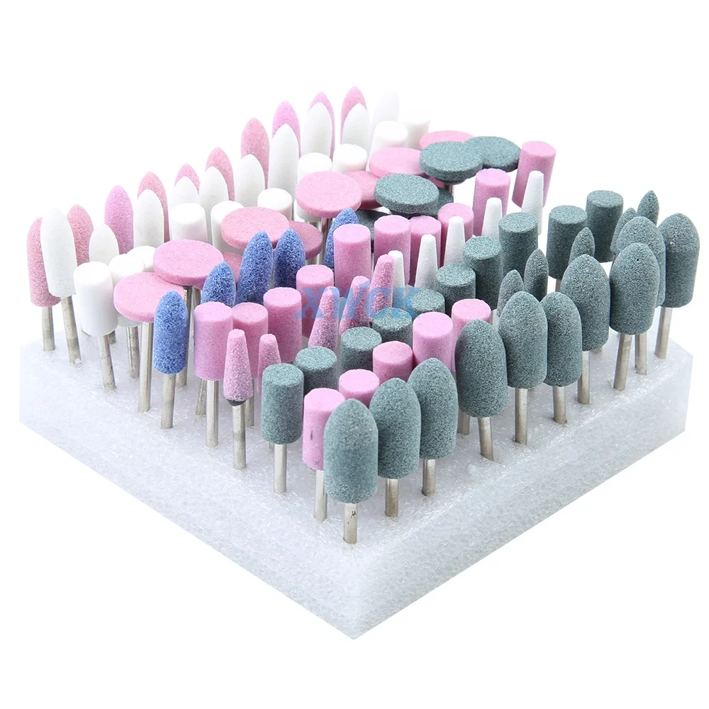 100 Pcs Mixed Dental Gravel Ceramic Thick Mounted Point Burs Polisher For Dental Lab Equipment