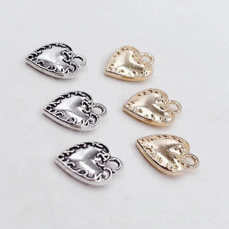 Factory Direct Sales 100Pieces 12x9mm Antique Hand-Made Pendant Love heart Clothing Bag Pendants