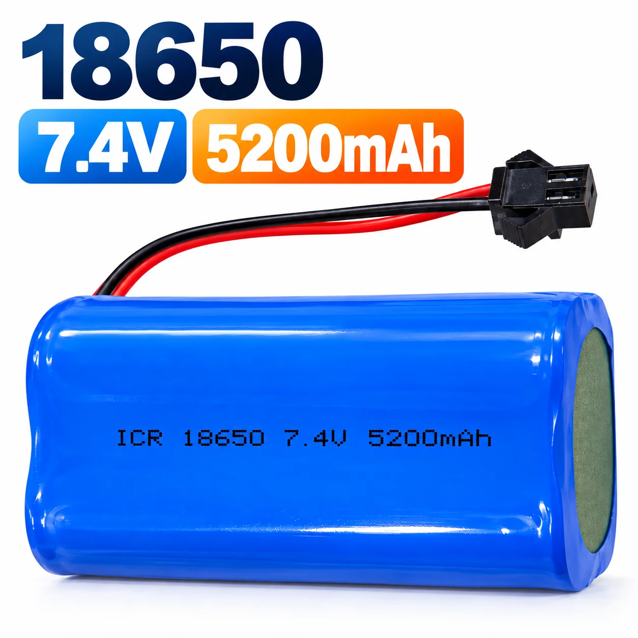 7.4V 5200mah 18650 Rechargeable Lithium Battery for Portable Audio LED Work Light Surveillance Camera with Protection Board