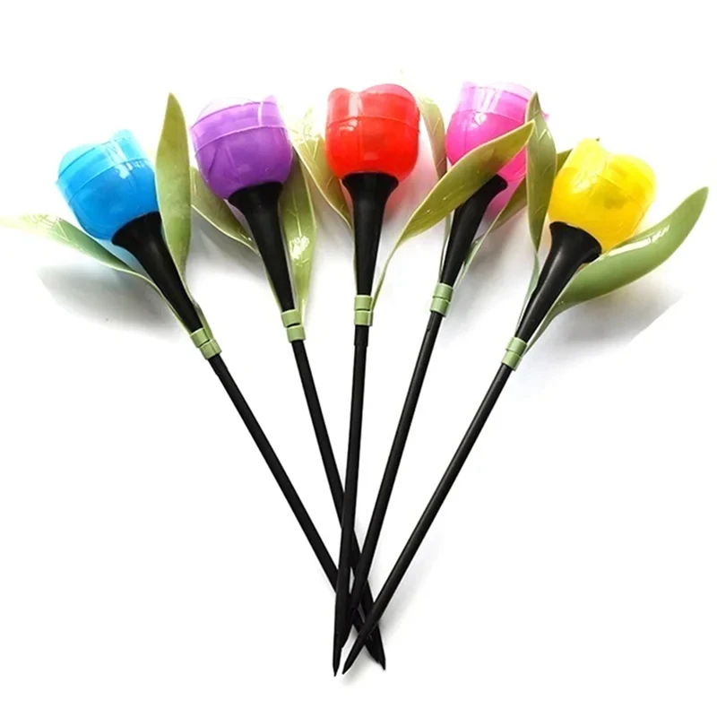 10PCS Outdoor Led Solar Light Tulip Flower Lamp Waterproof Garden Stake Lawn Lights Decor For Yard Outdoor Party Decor