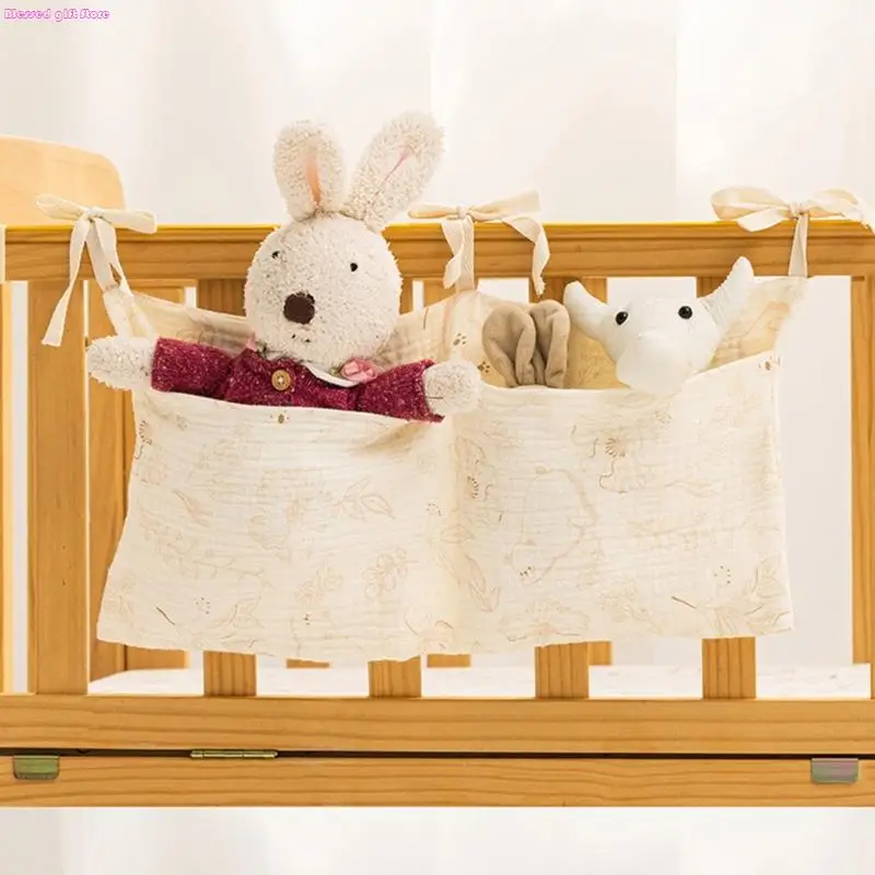 D0JC Baby Crib Hanging Bag with Adjustable Straps Large Pocket for Nursery