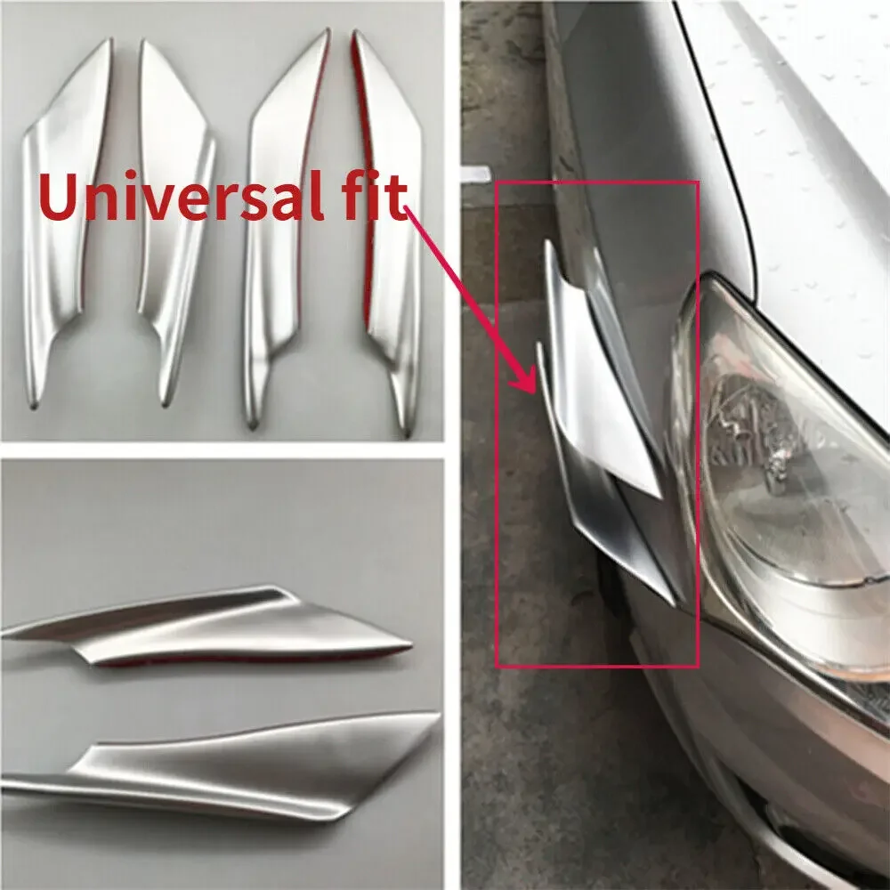 

Universal Car Accessories Front Bumper Splitter Canards Diffuser Spoiler Wing Addon Silver Exterior Parts Bodykits