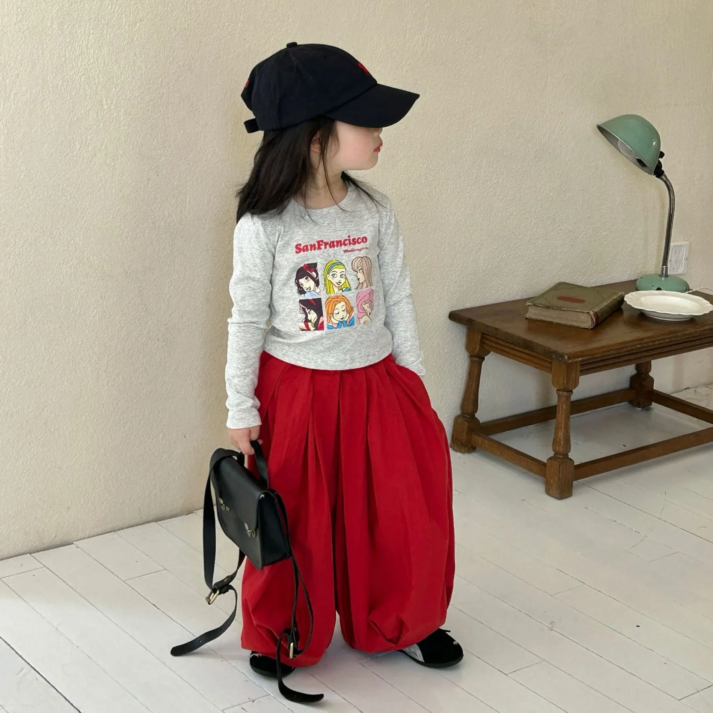 2026 Spring New Kids Clothing Korean Style Girls Cartoon Long-Sleeve T-Shirt Versatile T-Shirt Pants Set Boutique Clothing