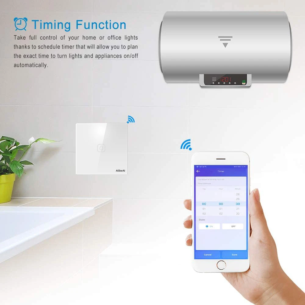 20A EU eWeLink Wifi Zigbee Boiler Smart Switch interruttori scaldabagno, telecomando vocale Touch Panel Timer funziona alexa google