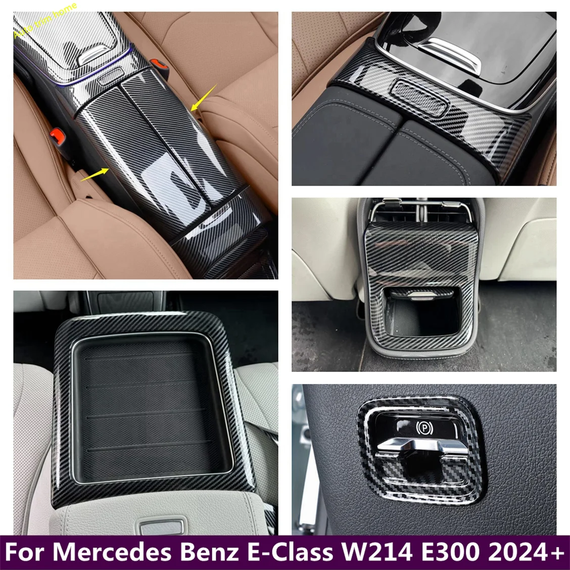 

Car Electronic Handbrake Armrest Box Switch Button Water Cup Holder Cover Trim Fit For Mercedes Benz E-Class W214 E300 2024 2025