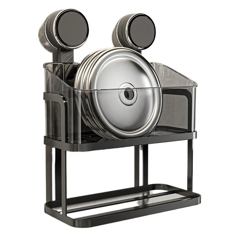 For  Punching Bathroom Cosmetics Storage Suction Cup Wall-mounted Wrought Iron with Tissue Box Storage Rack, Bathroom Rack