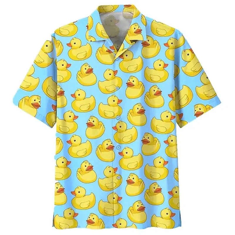 Summer 3D Printed Animal Rubber Duck Shirts For Men Funny Cute Yellow Duck Graphic Short Shirts Kid Kawaii Clothing Fashion Tops