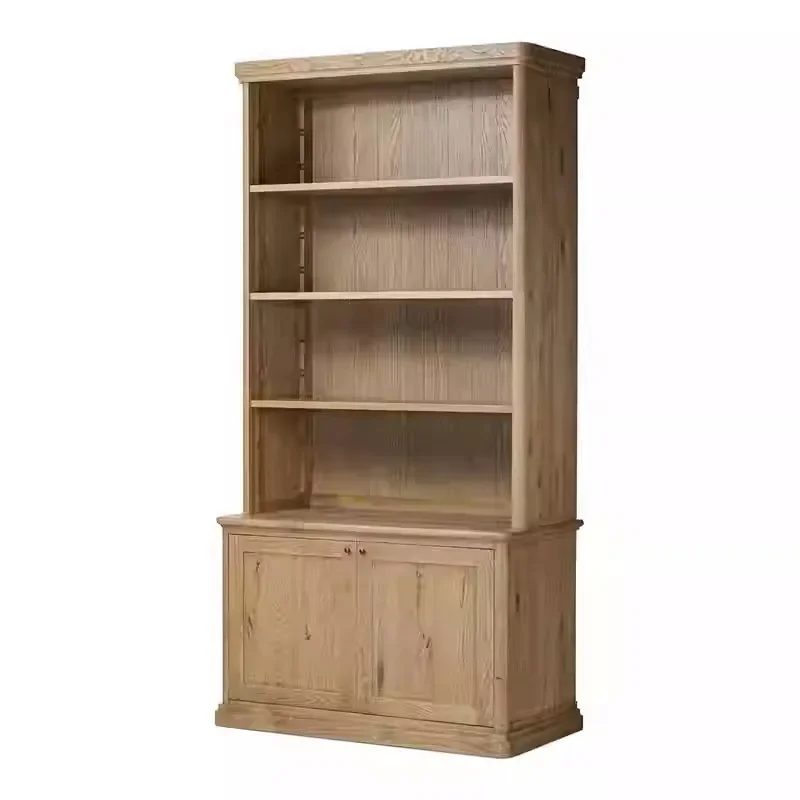

American solid wood study home bookcase open oak storage old storage side cabinet design practical