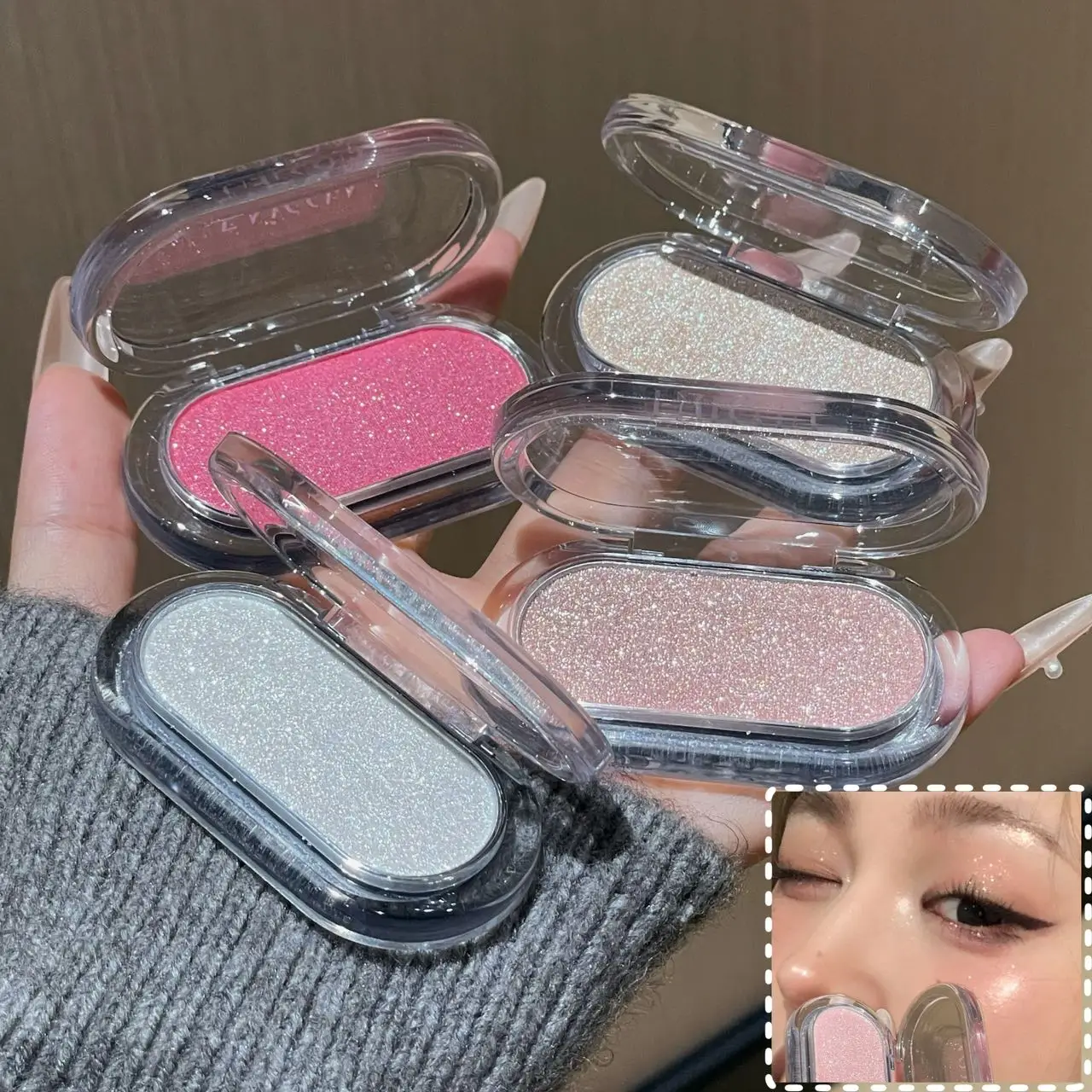 FAICCIA Multi‑use Highlighter Powder Shimmer Glitter Eyeshadow Pearlescent Face Brightener Stereo Natural Makeup Cosmetics