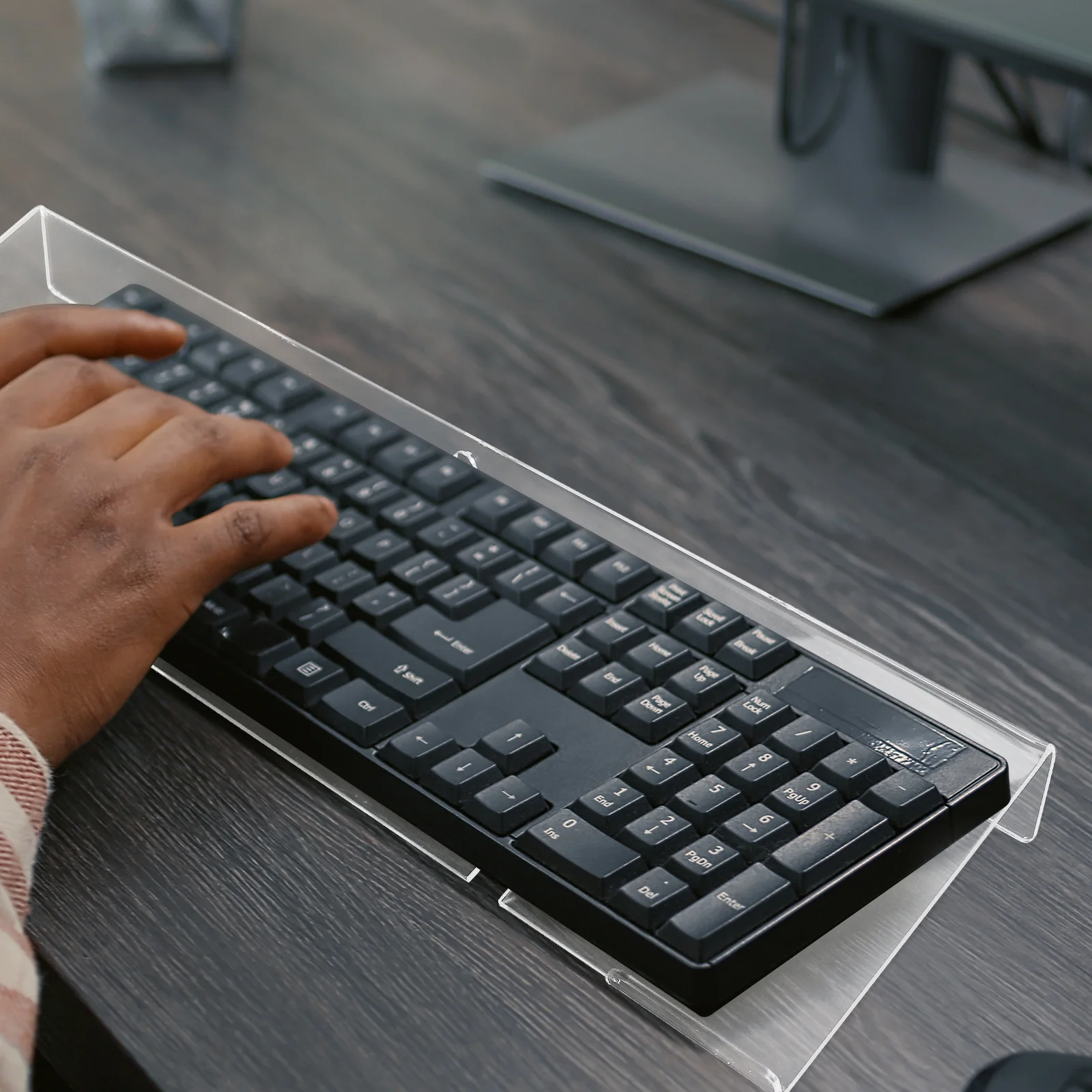 Teclado acrílico riser 104 teclas suporte inclinado ergonômico para jogos digitação trabalho mesa de escritório acessório do computador