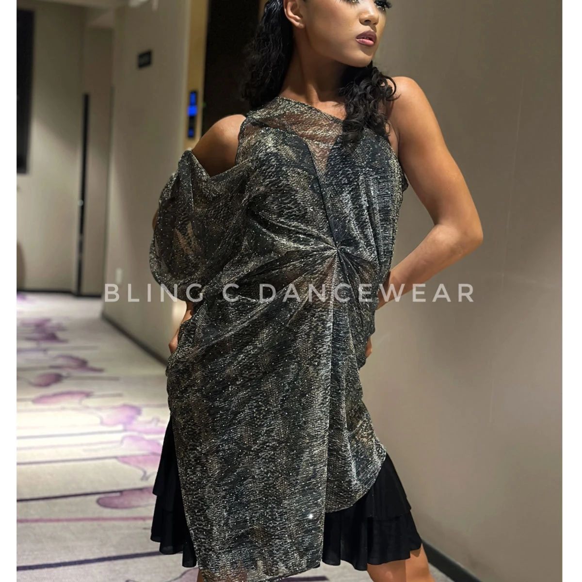 

Sexy Sequin See-Through Latin Dance Dress Women Loose Dance Clothes Cha Cha Rumba Dance Performance Competition Dress DNV24233