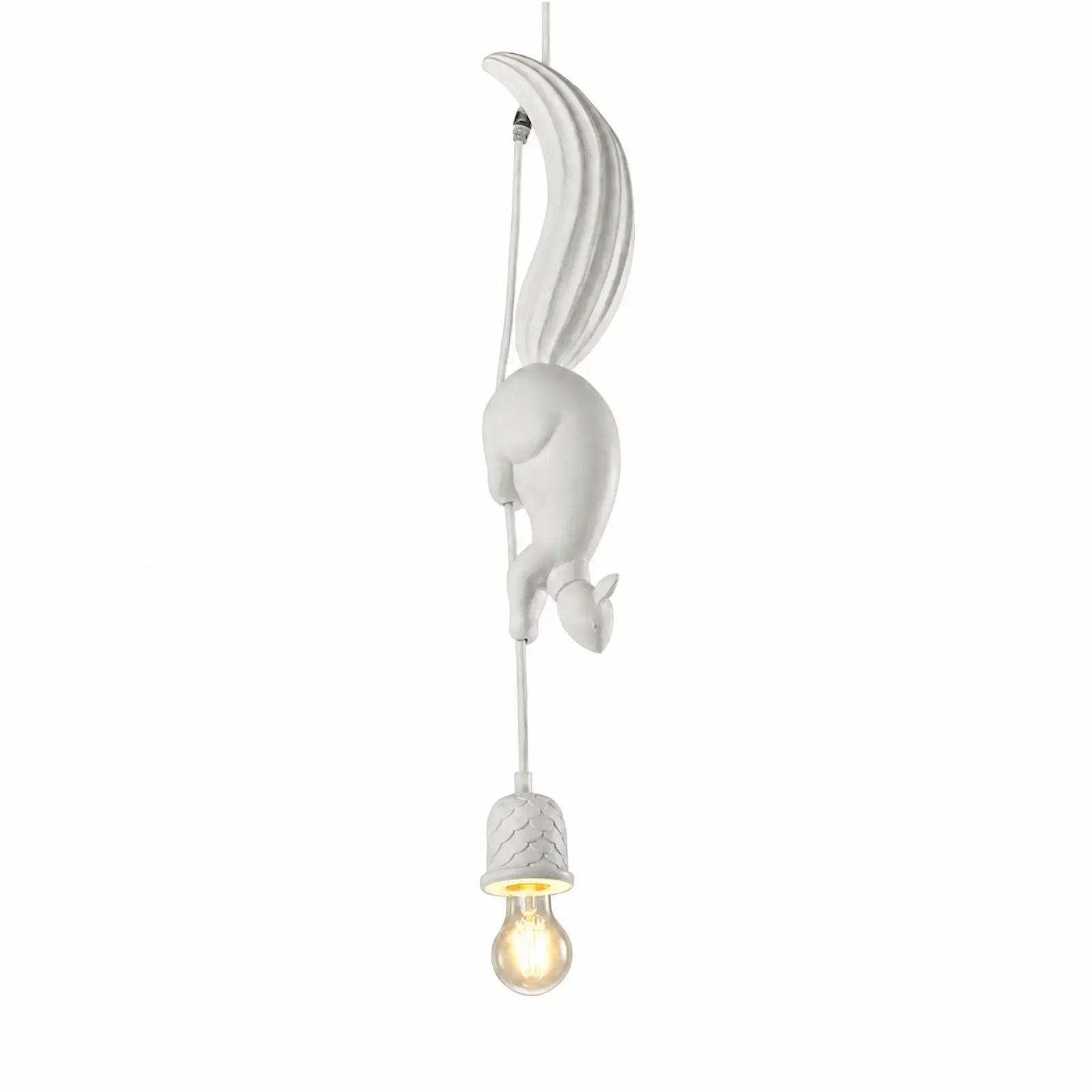 Nordic Style Squirrel Pendant Light | Textured Scale Lampshade, Resin Pendant Light with LED Bulb, for Children's Room