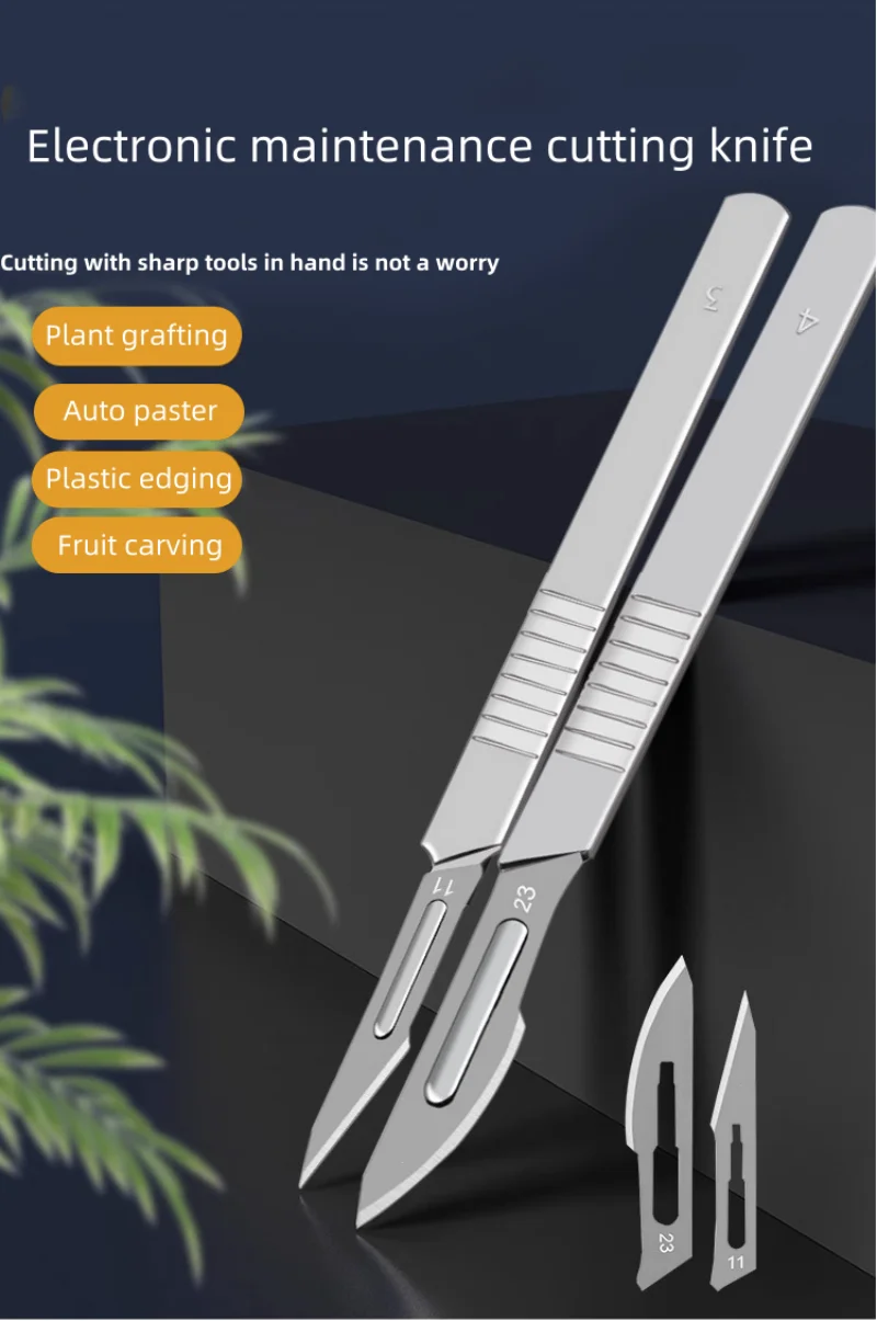 11 #   23 #   الكربون الصلب الجراحية مشرط شفرات مع مقبض النقش الحرفية السكاكين القاطع غرافر شاشة فيلم DIY أداة القطع