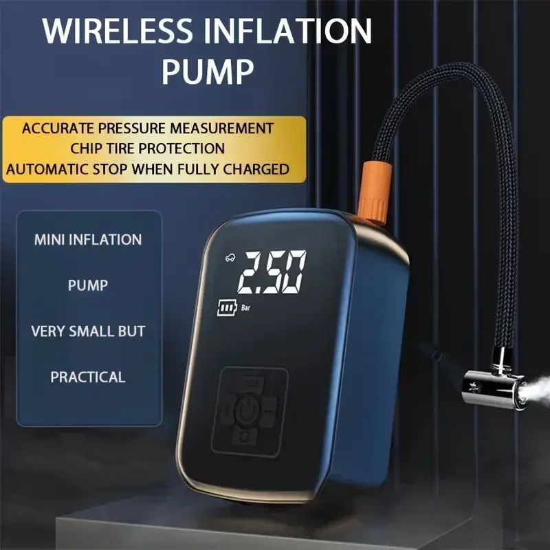 Car mounted inflation pump,portable car wireless pump,multifunctional emergency power bank,lighting inflation pump, USB charging