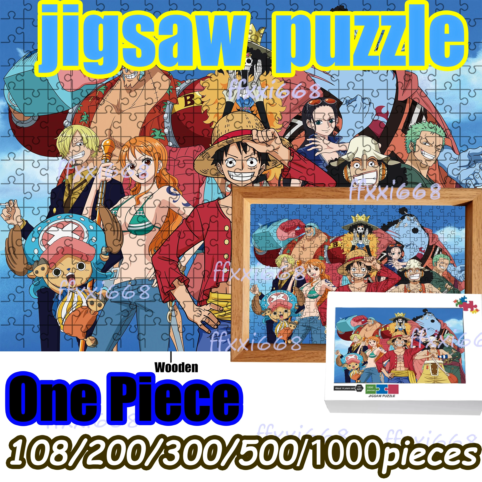 

One Piece Luffy Chopper Zoro Nami Jigsaw Puzzle 108/200/300/500/1000 Pieces Wooden Puzzle High Quality Gift Fun Party Game