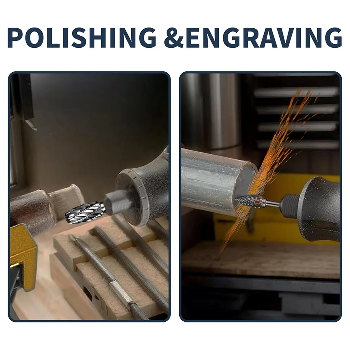 

AM38M, 20 шт., набор твердосплавных фрез с двойным вырезом, 1/8 дюйма для обработки металла, стекла, дерева, сверления, полировки, резки с 2 цангами