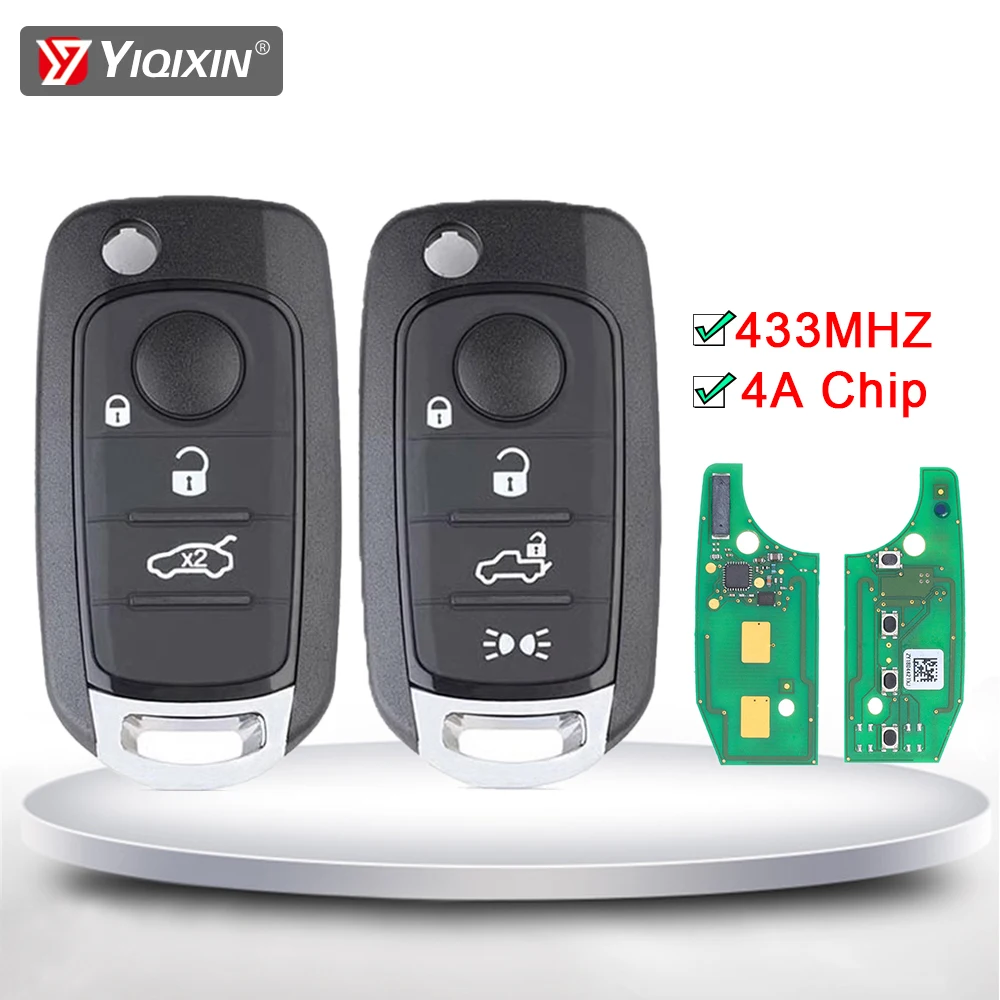 

YIQIXIN 3/4 Button 433Mhz 4A Chip Remote Car Key For Fiat Tipo Toro 500X Egea Nuovo Grazie Cronos 2016 2017 2018 2019 No Logo