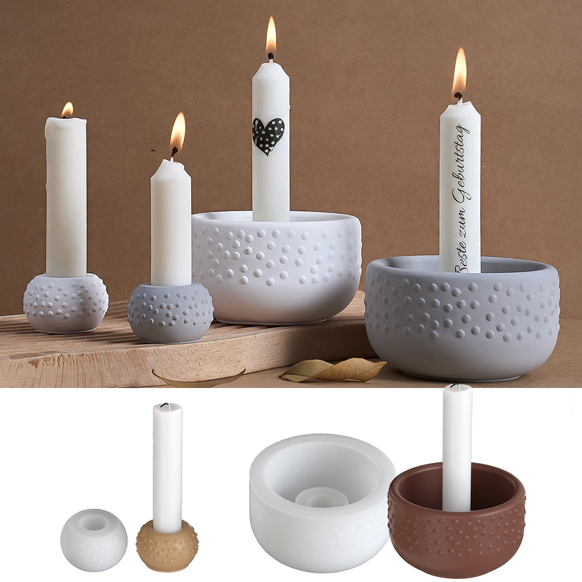 Polka Dot Candle Holder Silicone Mold DIY Round Pattern Plaster Candle Base Storage Bowl Concrete Resin Mold Home Decor Craft view 2