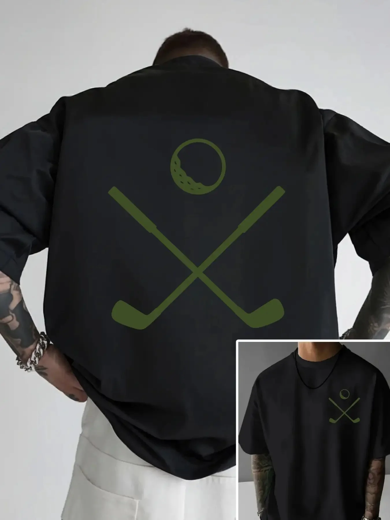 Men's T-shirt Double-sided Printed Short-sleeved Top for Golf Club A Must-have Trendy Item for Casual Outdoor Sports
