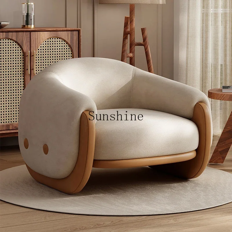 

Cream wind leisure Nordic single sofa living room lazy leisure balcony bedroom small apartment fabric recliner