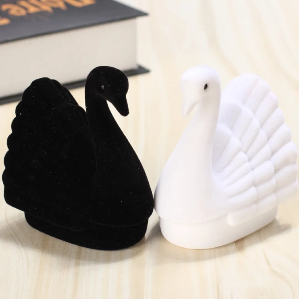 

Portable Velvet Creative Ring Case Swan Mermaid Earrings Trinket Case Flower Turtle Ring Display Box Gift Box