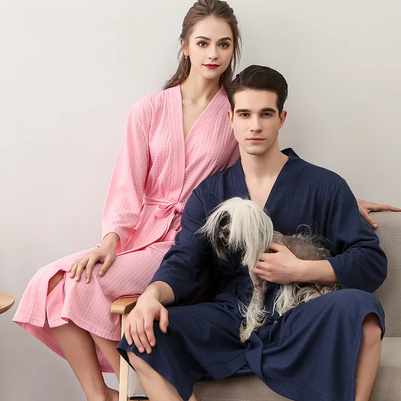 New Bathrobes for Women, Summer Couples' Waffle-Weave Lightweight Nightgowns, Men's Spring/Fall Pajamas, And Sleep Dresses