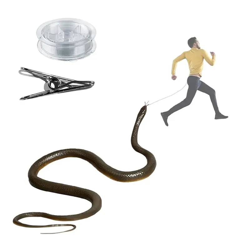 

FBIL-Golf Snake Prank, 1.2M Realistic Rubber Snake P-Rank , Clip On Snakes With String Clip