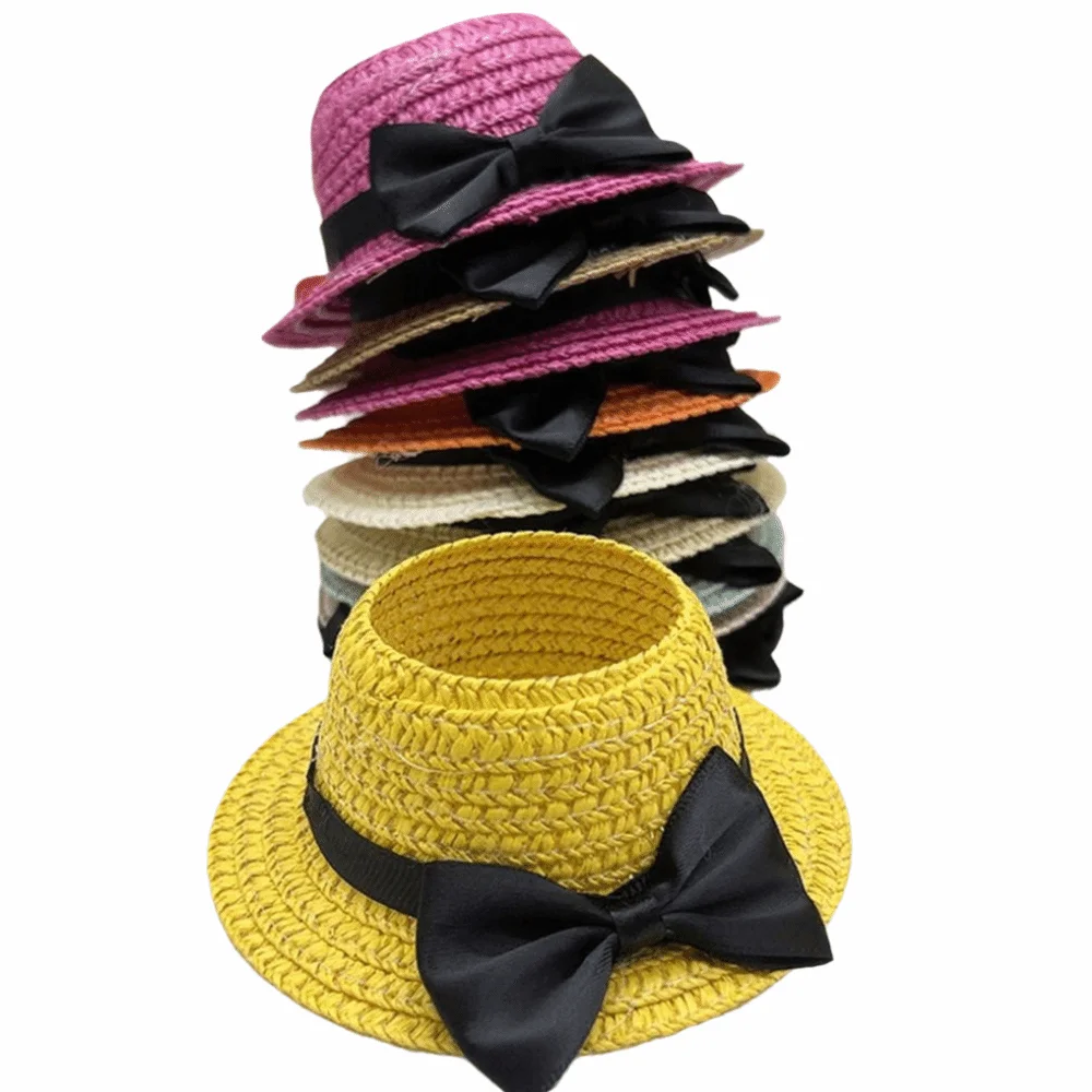 

Multiple Styles 10.5cm Straw Hat BOW Stylebow Camera Sitting Dolls Accessories Cute Design Cosplay Props DIY Gift Fashion Dolls