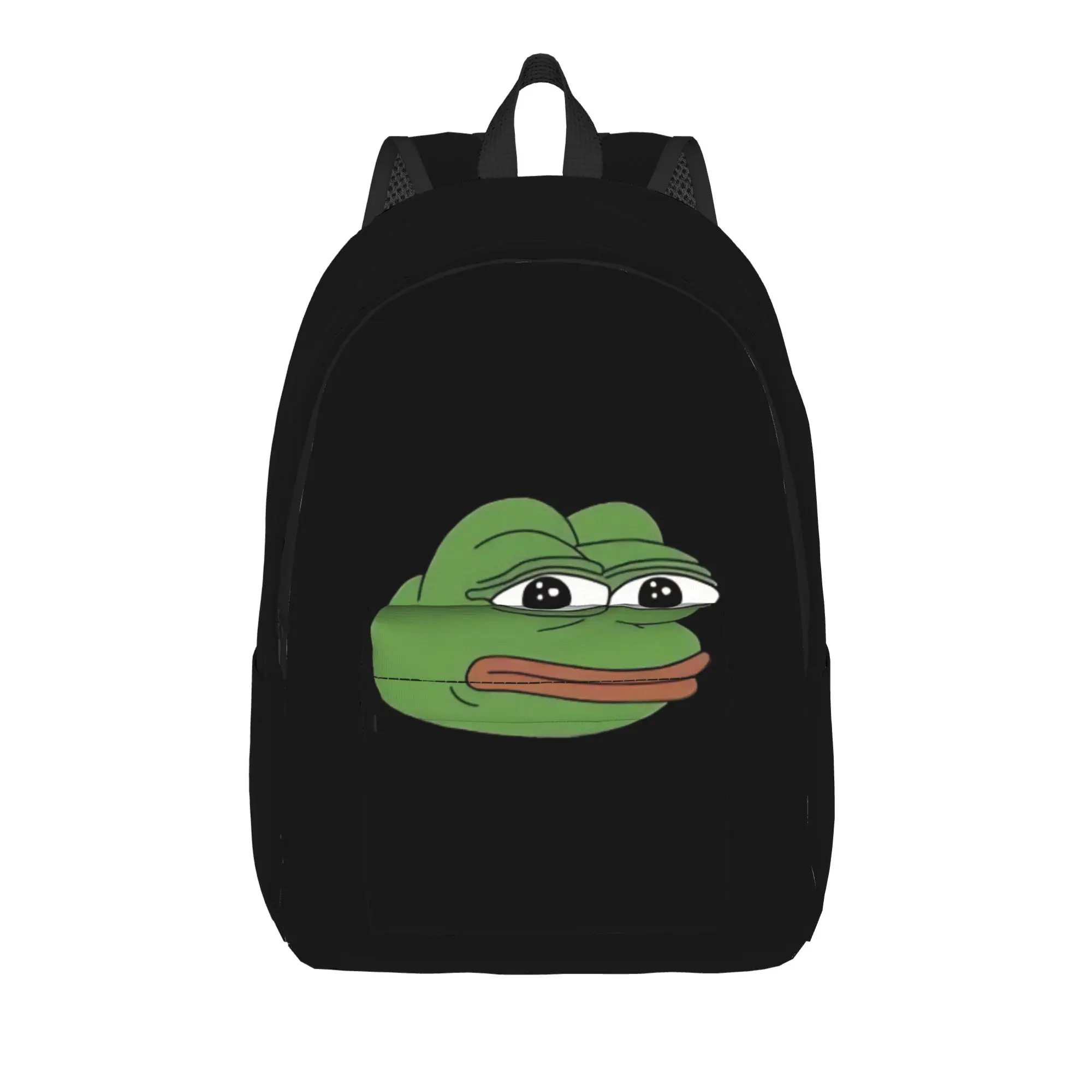 Back to school season black Rucksack Pepe the Frog Students Adjustable Strap Backpack