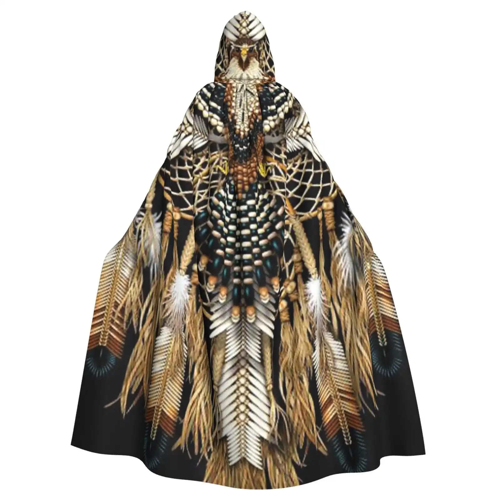 Unisex Hooded Cloak Adult Lightweight Overcoat Native Mandala Owl American Cloak For Halloween Cosplay Costumes