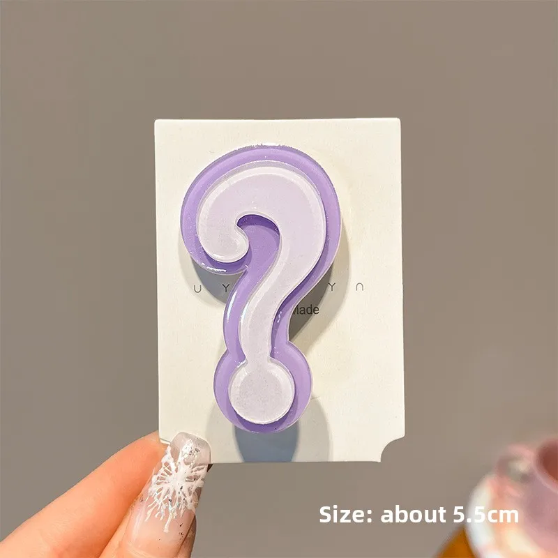 4pcs Colorful Question Mark Acrylic Hair Clips Set