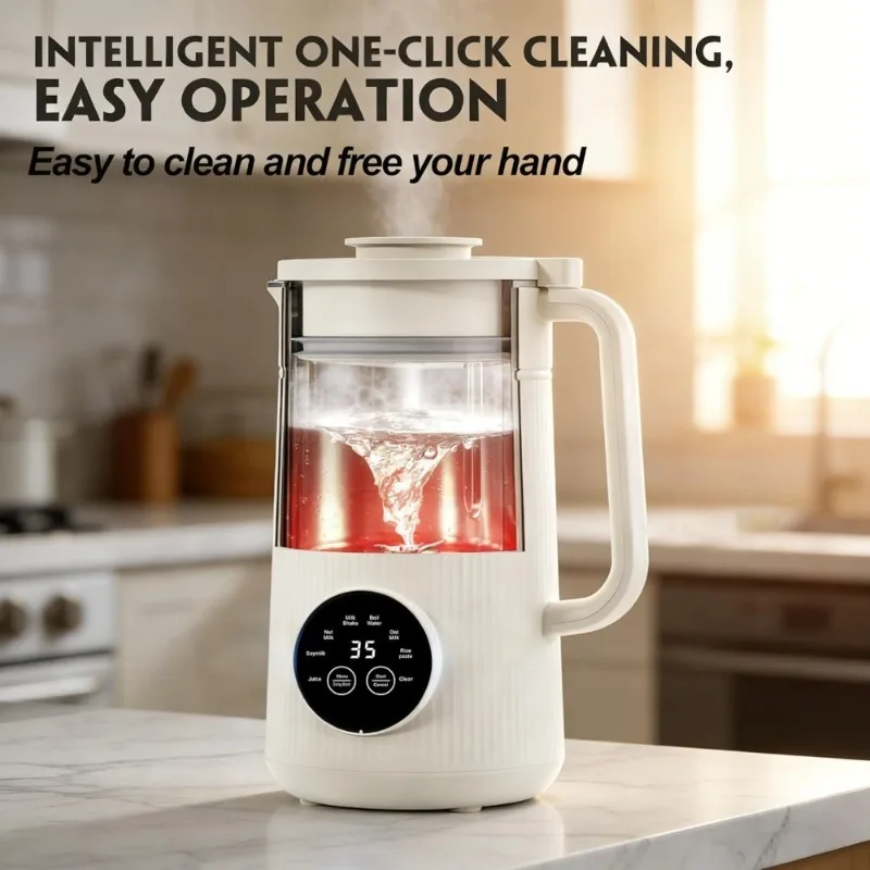 

8 in 1 Automatic Nut Milk Maker Machine 35oz Soybean Milk Maker 10 Blades for Plant Based Oat Almond Beverages Heating Auto