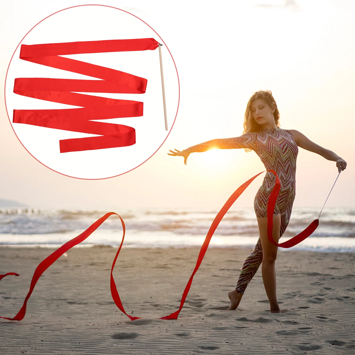 

2 Pcs Ribbon Props Ballet Gymnastics with Dance Dancing Rhythmic Party Favors Stick Kid Child