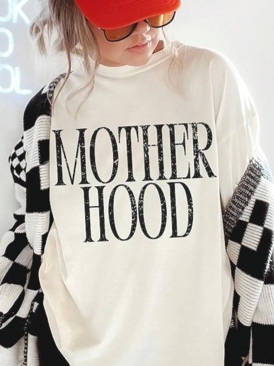 Mother Hood Shirt, Mama Tshirt, Mom Life Tee, Oversized Graphic Mom T-Shirt, Motherhood T Shirt, Cool Mom Club Funny Graphic Tshirts For Women Ro