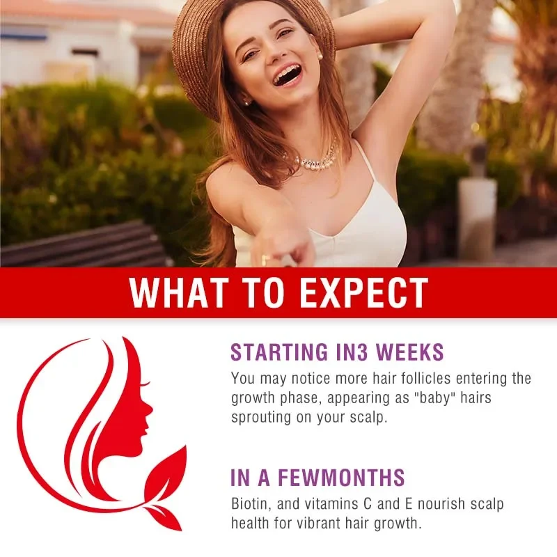 

Hair Growth Gummies - Improves Hair Health, Strength, Thickness and Growth, Promote Collagen Production, Reduces Frizz