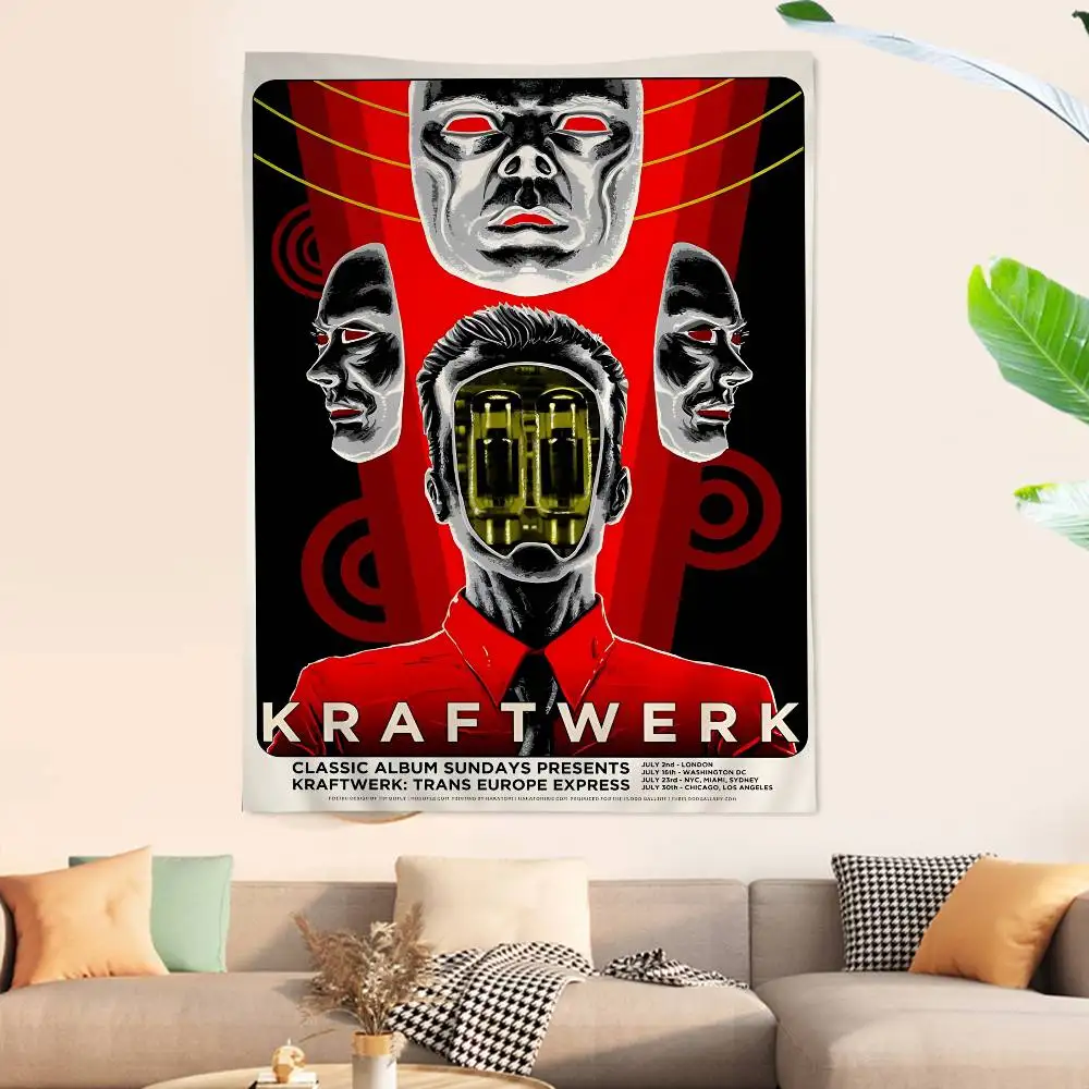 German electronic music group K-Kraftwerk Printed Large Wall Tapestry Hanging Tarot Hippie Wall Rugs Dorm Home Decor