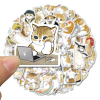 64/128PCS Yellow Cat Stickers Graffiti Cartoon Stickers Decoration Luggage Skateboarding Refrigerator Waterproof Stickers DIY