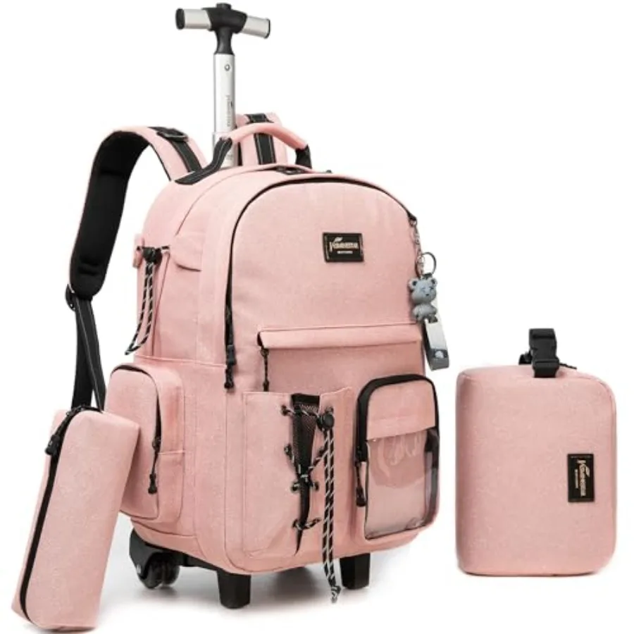 

Rolling Backpack for Girls Backpack with Wheels with Lunch Box Set 3 in 1 Wheeled Backpacks for school Backpacks for Teens Girl