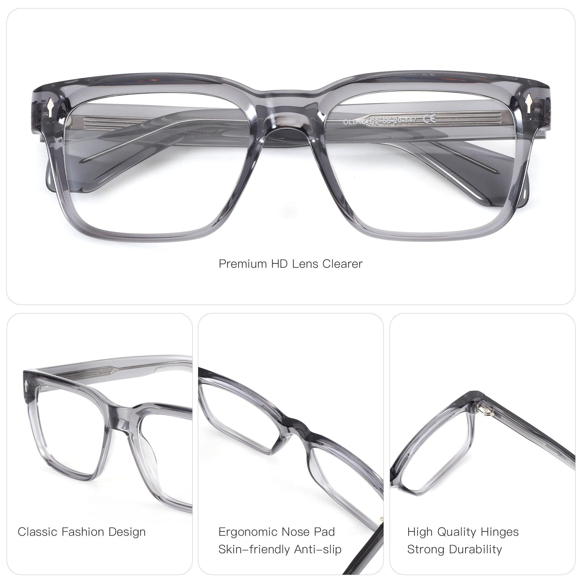 Occhiali da vista personalizzati quadrati in plastica BLUEMOKY, miopia progressiva da uomo, fotocromatici, abbinati a occhiali