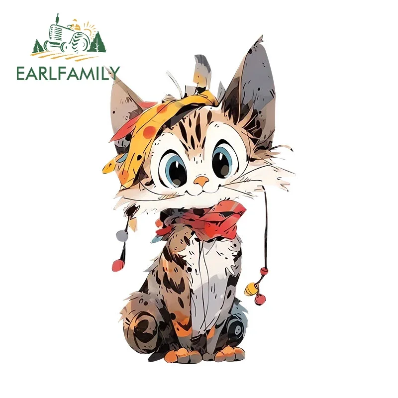 EARLFAMILY 13cm X 7.6cm For Cartoon Funny Cat Naughty Car Stickers Occlusion Scratch Vinyl Car Wrap Helmet Caravan Car Label