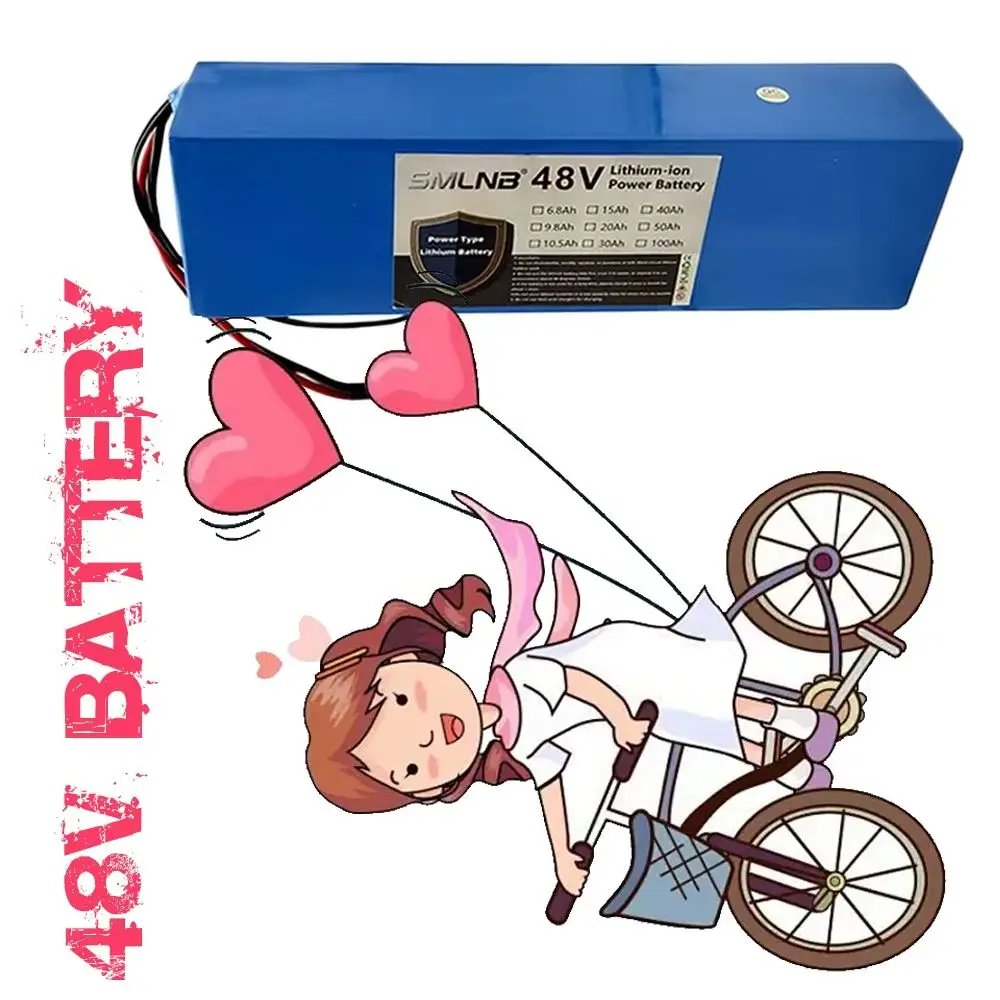 

10.5Ah Lithium Battery, Rechargeable Li-ion Battery Pack 13S2P 48V Powerful Battery Pack, 18650 battery, with 54.6v Charger