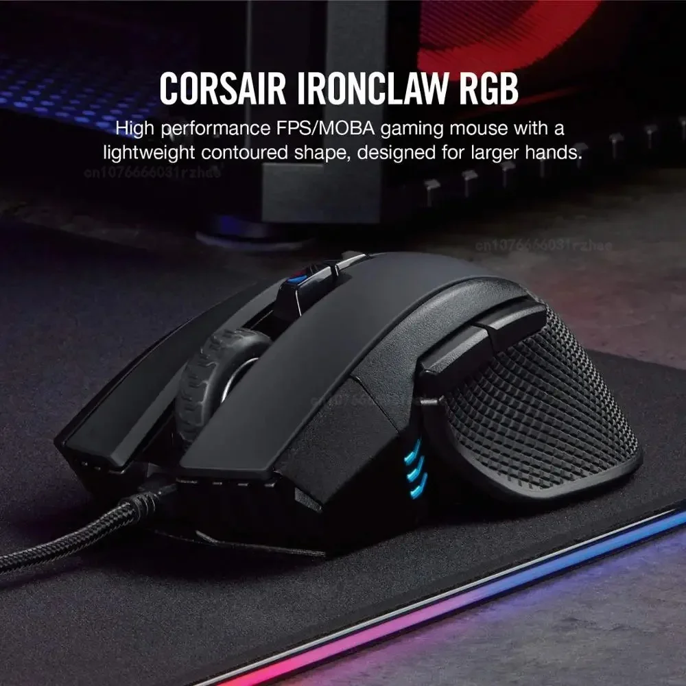 Corsair Ironclaw RGB - FPS and MOBA Gaming Mouse - 18,000 DPI Optical Sensor - Backlit RGB LED wiredBlack