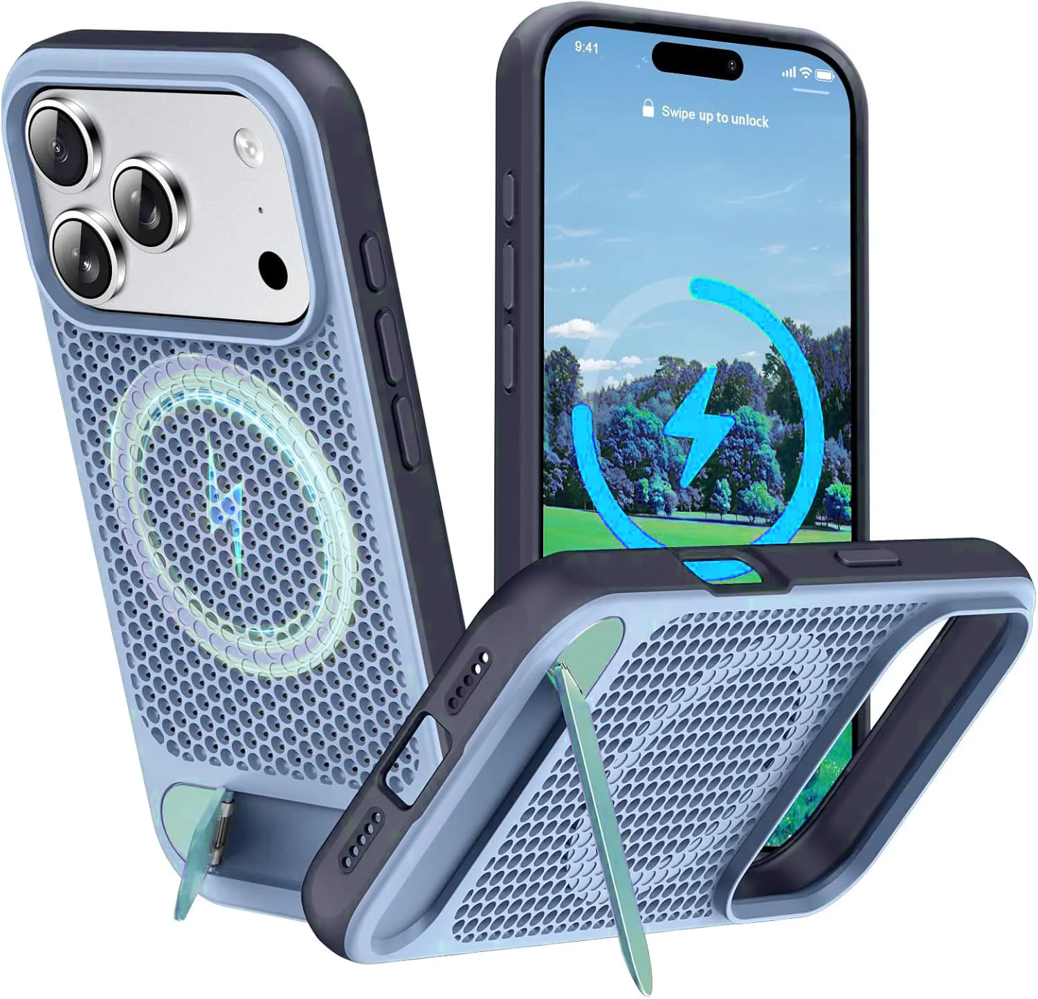 

case for iphone 17 16 15 14 13 pro max Honeycomb heat dissipation protective case full coverage plain Wireless Charging tough
