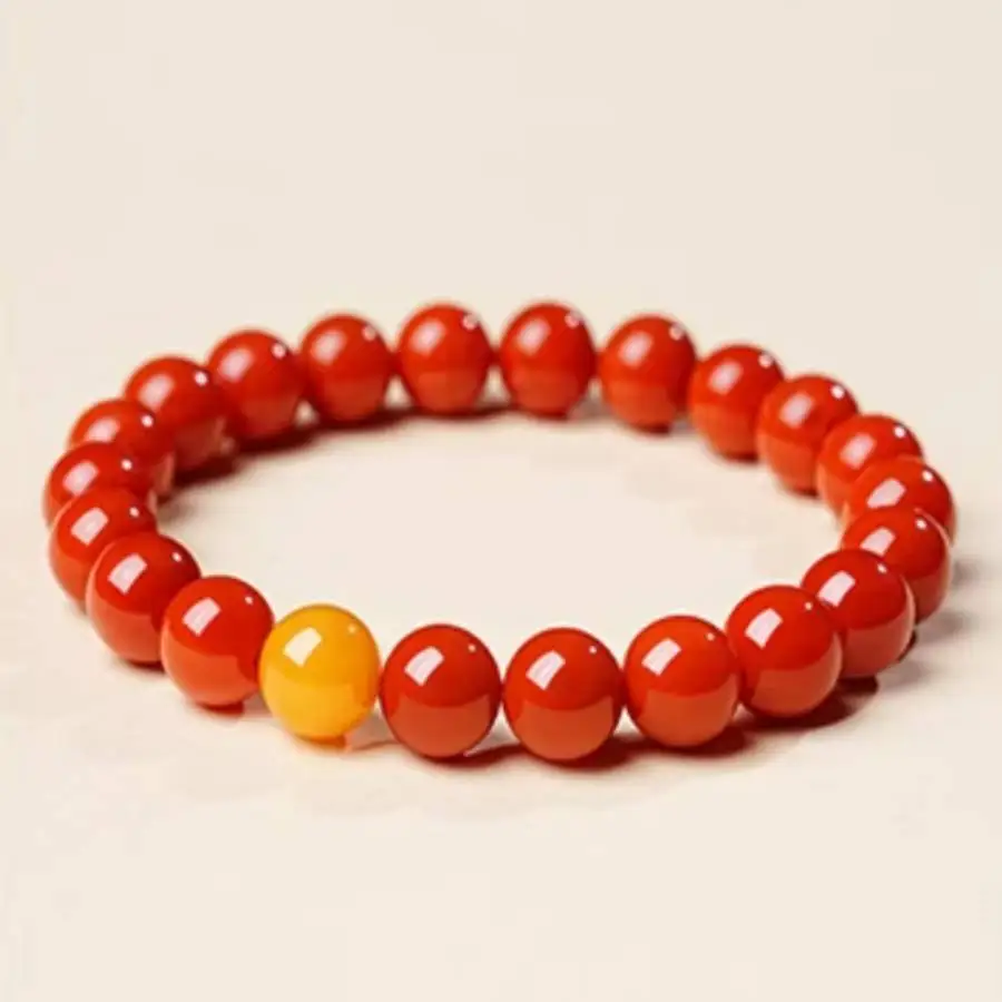 

Handmade Nanjiang red agate bead bracelet, men's cuff button bracelet, Ramadan prayer bead bracelet,holiday gift, daily wear