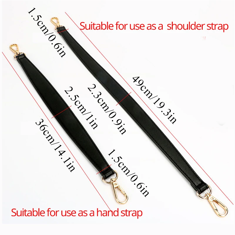 Artificial Leather Bag Strap Handbags Handles For Handbag Short Bag Strap Purse Strap Golden Buckle Replacement Bag Belt