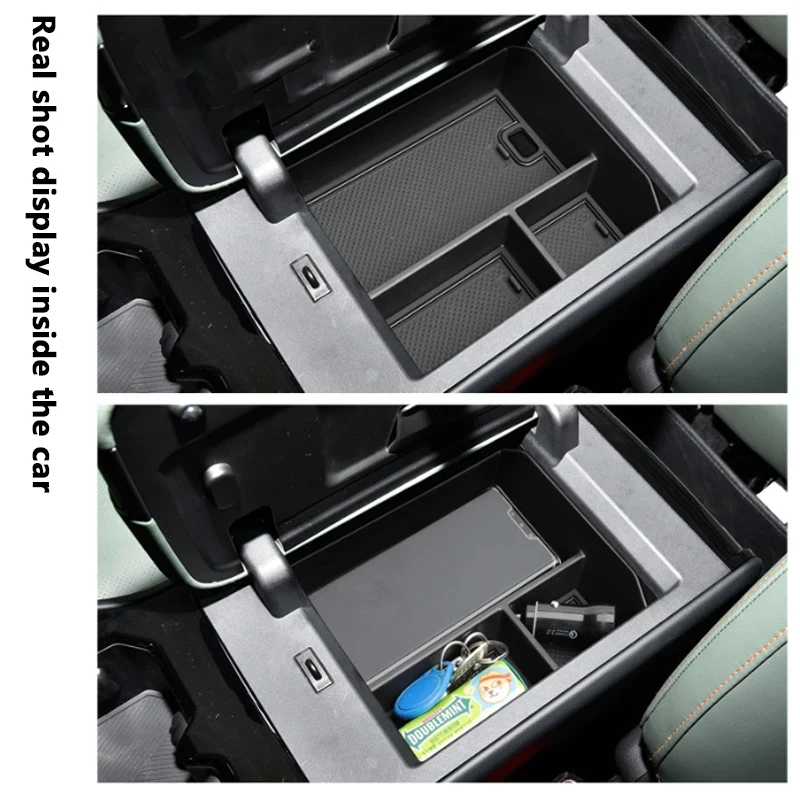 

For iCaur iCar 03 2023 2024 2025 Jaecoo J6 6 EV EJ6 eQ3 Armrest Storage Box Center Flocking Organizer Containers Car Accessories
