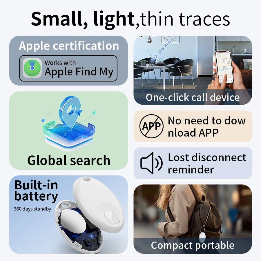 เครื่องติดตาม GPS บลูทูธ AirTag สำหรับ IOS ค้นหาของฉัน ป้องกันการสูญหาย เครื่องติดตามกุญแจ กระเป๋าเด็ก รถยนต์ สัตว์เลี้ยง แท็กอัจฉริยะ