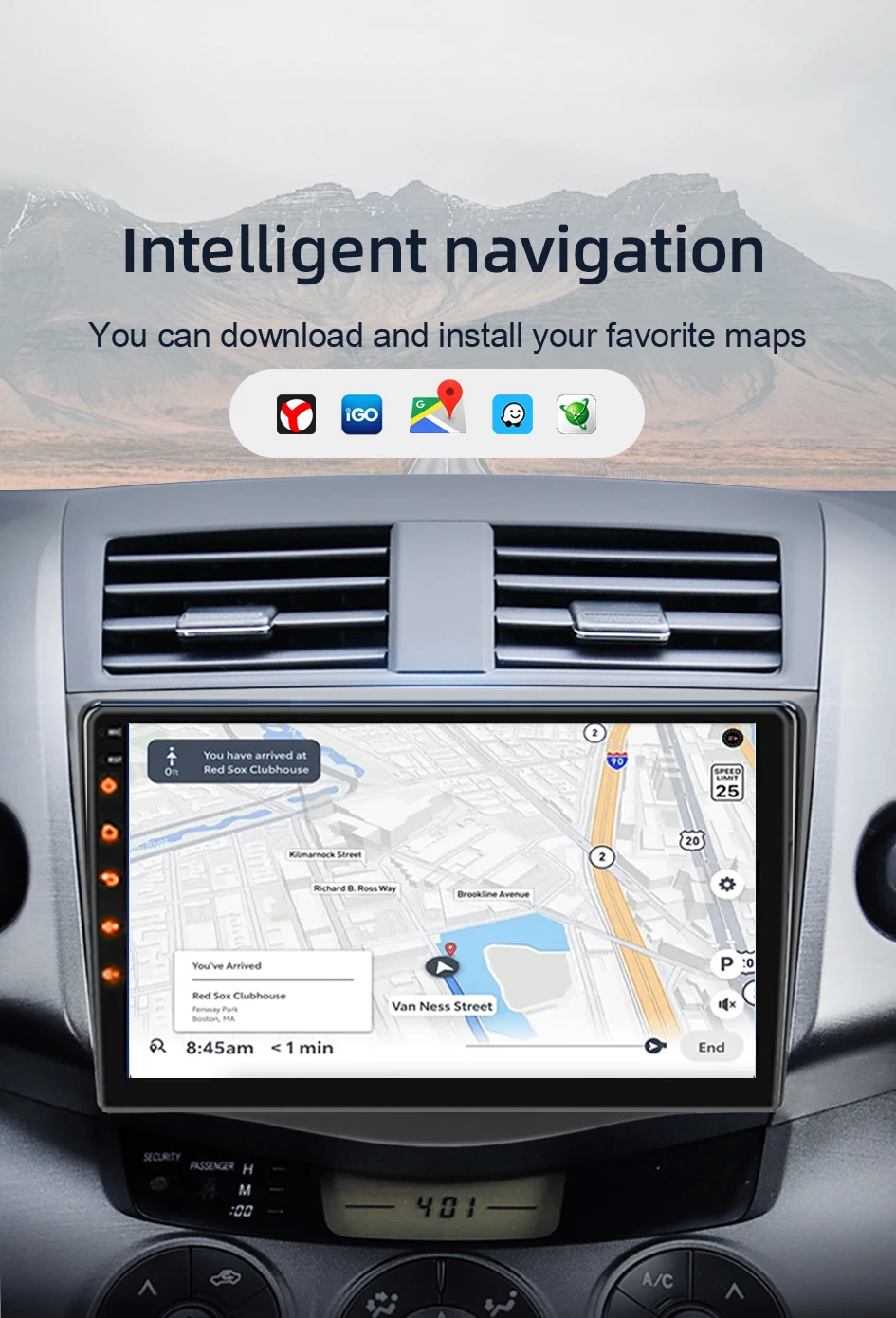 2026 Neues 2-Din-Autoradio, Snapdragon Android 15, unterstützt CarPlay und Android Auto, geeignet für Toyota RAV4 Rav 4 2005–2013 – Detail 7